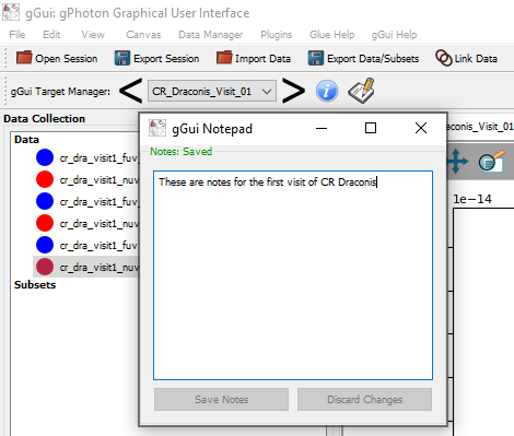 The popup gGui Notepad window atop a gGui window
